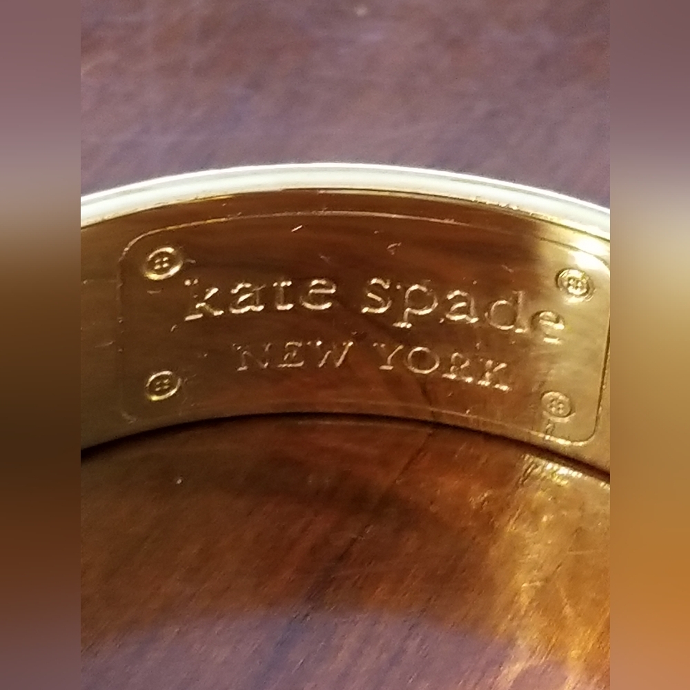 Kate Spade A Place In The Sun Gold And White Bangle Bracelet - Picture 8 of 12
